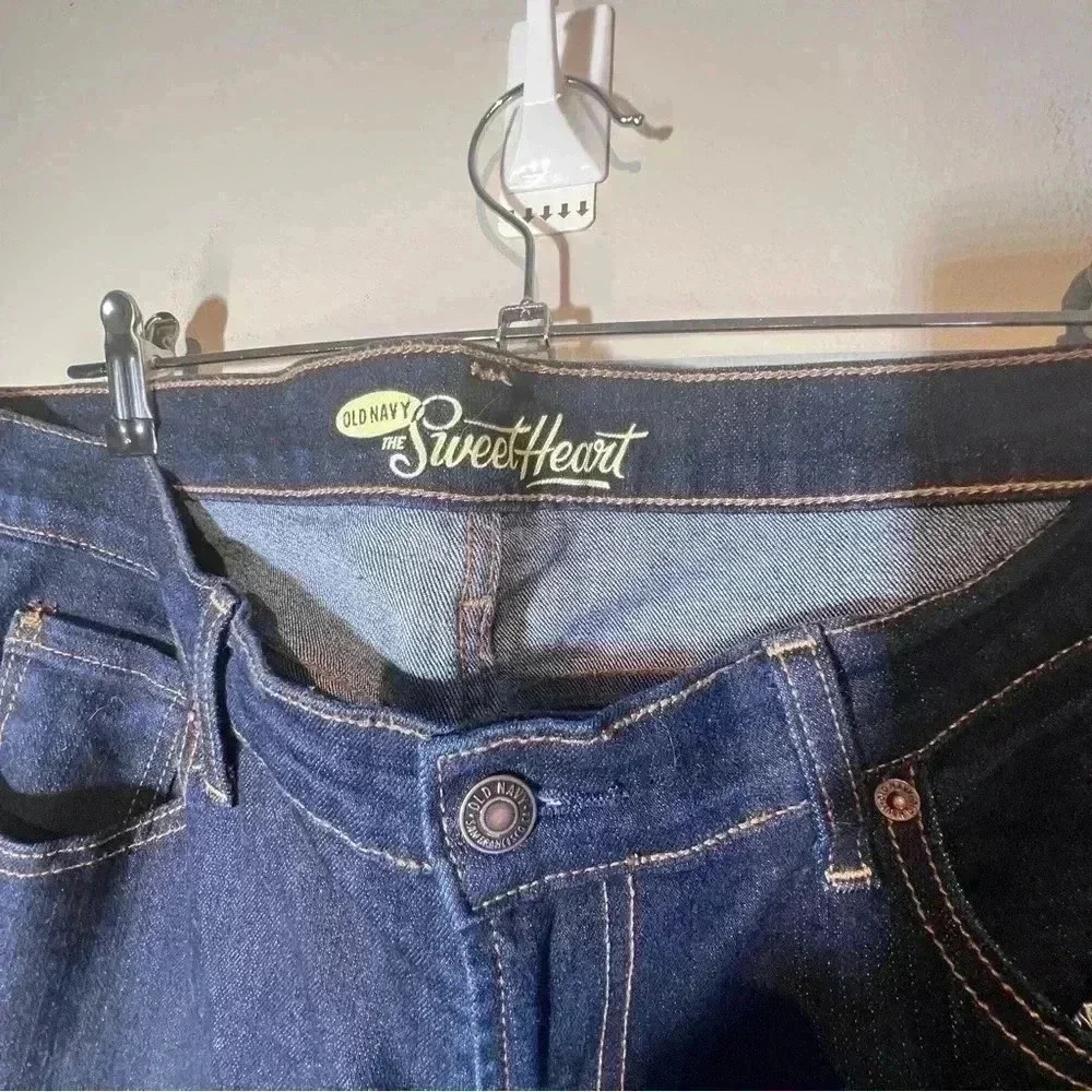 OLD NAVY Sweat Heart Skinny jeans rolled up ankle high rise dark size 12R
